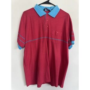 Vintage 80s Par Four XL Men's Golf Polo Red Short Sleeve Preppy Fun Colorblock